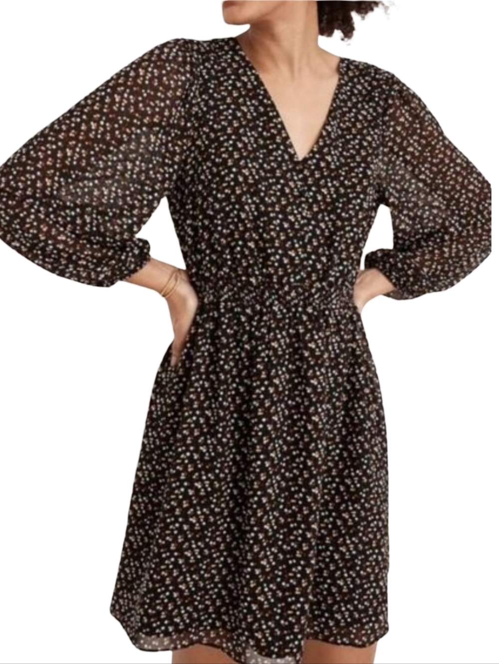 Madewell  Floral Mini Dress (Re)sourced Georgette Button-Front Size S
